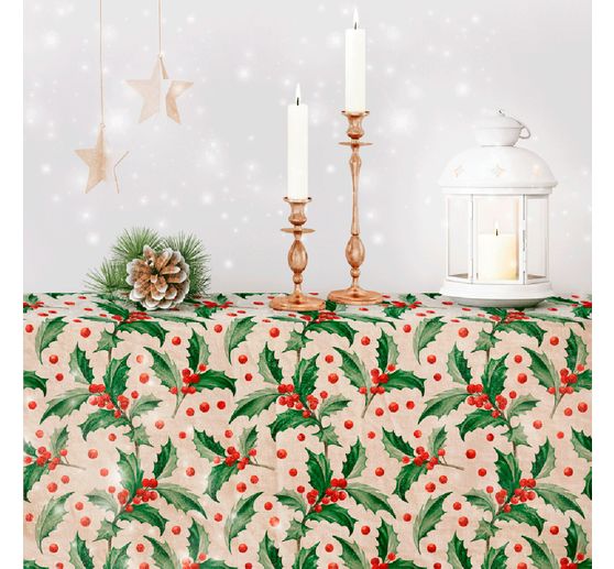 Tissu imprimé aspect lin au mètre « Ilex »