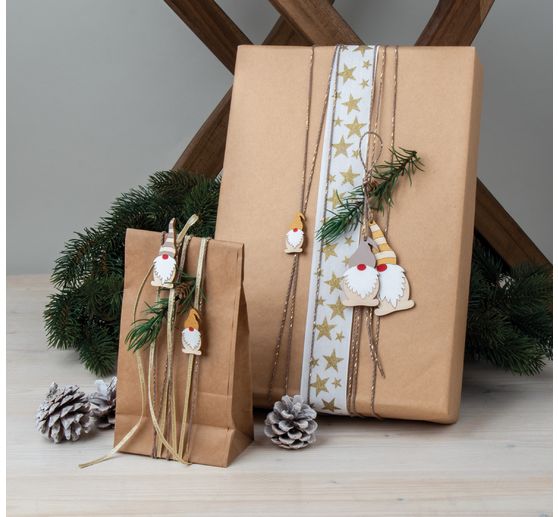 Breloques en bois « Lutins », avec cordelette