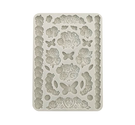 Moule en silicone « Shabby Rose – Roses & Butterfly »