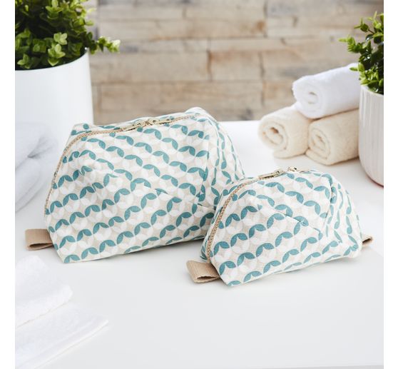 Motif fabric linen look "Leaf circles"