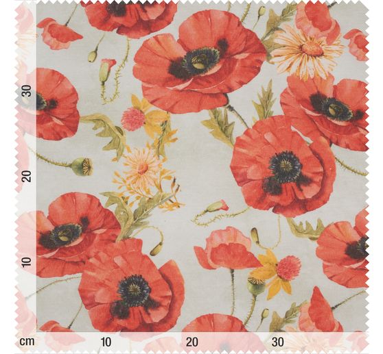 Motif fabric linen look "Poppies"