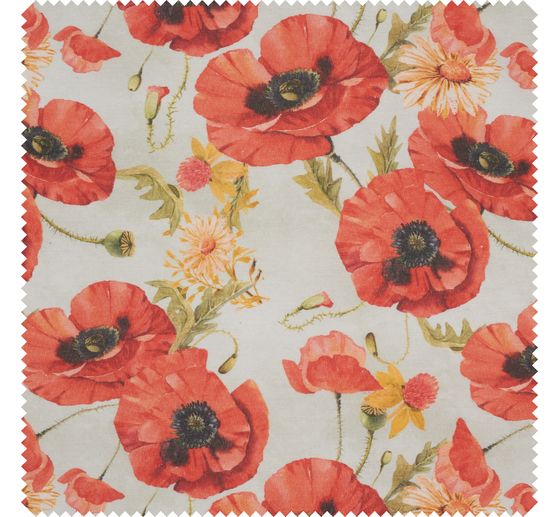 Motif fabric linen look "Poppies"