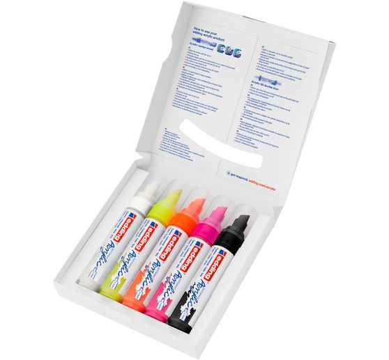 Marqueurs acrylique edding 5000 « Fluo », pointe large, set de 5