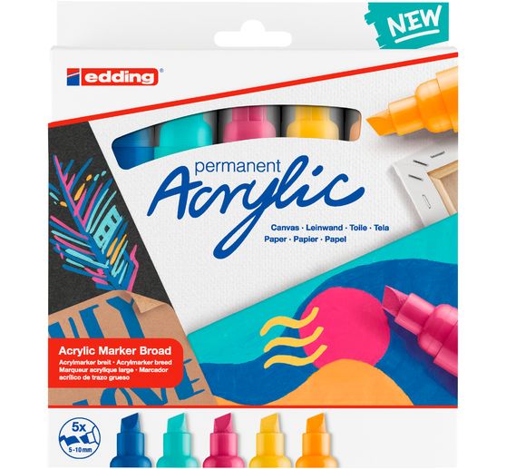 Marqueurs acrylique edding 5000 « Abstrait », pointe large, set de 5