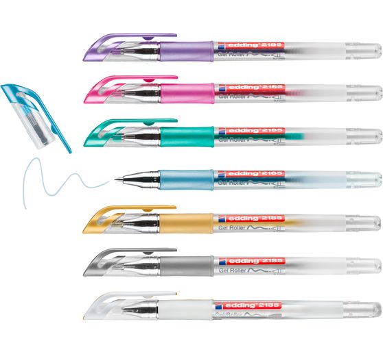 Rollers à encre gel métallisée edding 2185, set de 7