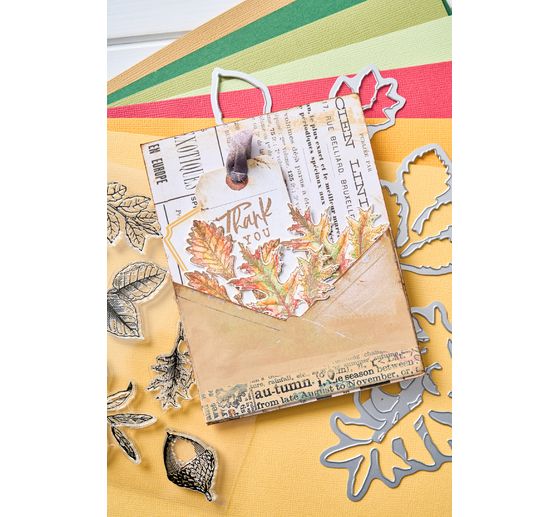 Sizzix Punching template and Clear Stamps "Forever Leaves by 49 and Market"