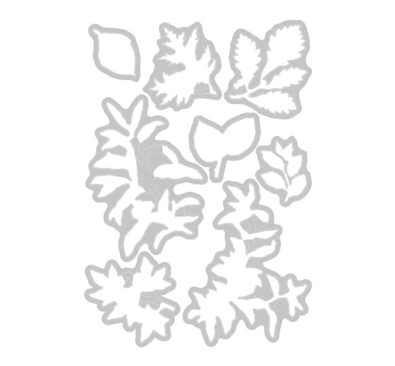 Sizzix Punching template and Clear Stamps "Forever Leaves by 49 and Market"