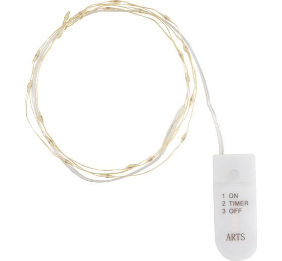 Guirlande lumineuse micro-LED avec minuterie, fil doré, 20 LED