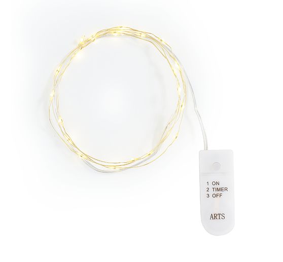 Guirlande lumineuse micro-LED avec minuterie, fil doré, 20 LED