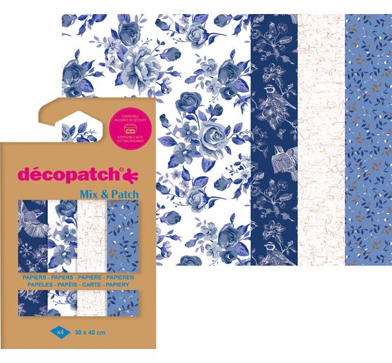 Décopatch Pocket Hot-Foil Collection Mix and Patch "Nature Royal Blue" (bleu royal)