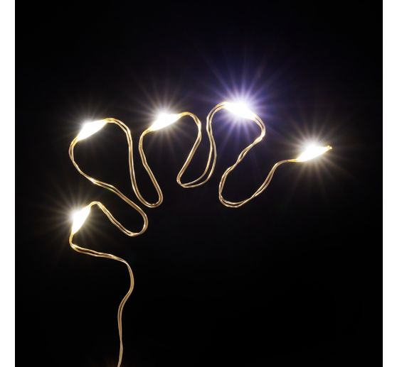 Guirlande lumineuse micro-LED avec minuterie, fil doré, 20 LED