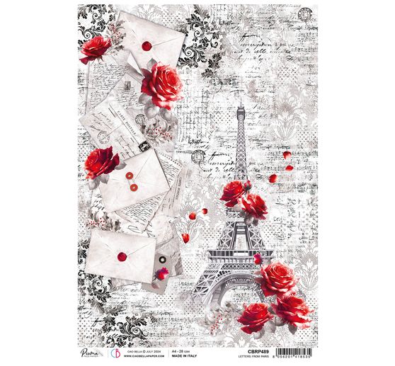 Soie de paille à motifs « Paris Je t'aime - Letters from Paris »