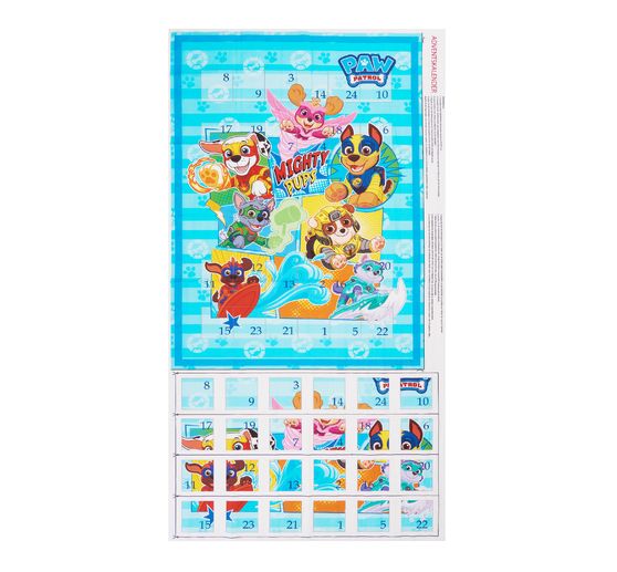 Panneau de tissu calendrier de l'Avent "Paw Patrol Mighty Pups", env. 150 x 80 cm