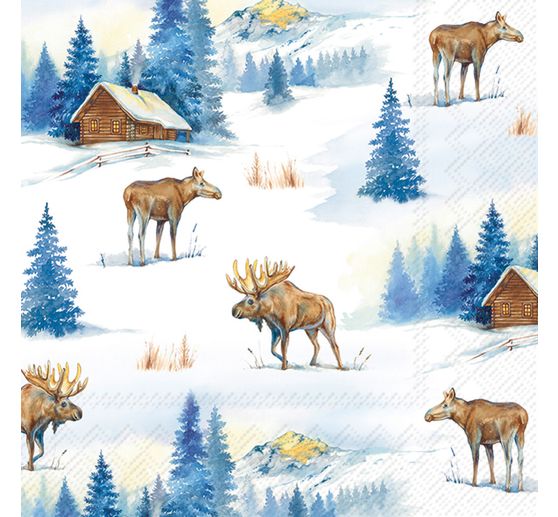 Serviette « Élans en hiver »