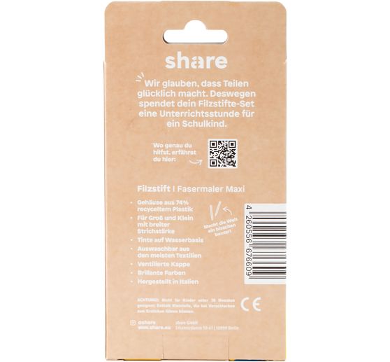 Feutres de coloriage Maxi share, set de 6