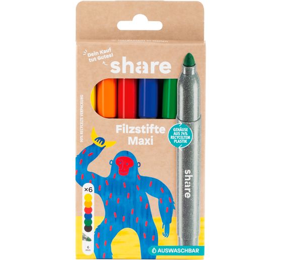 Feutres de coloriage Maxi share, set de 6