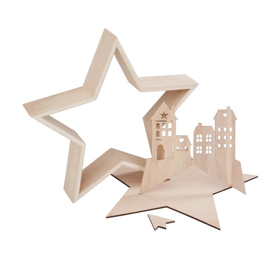 Kit de construction en bois VBS « Étoile façades de maison »