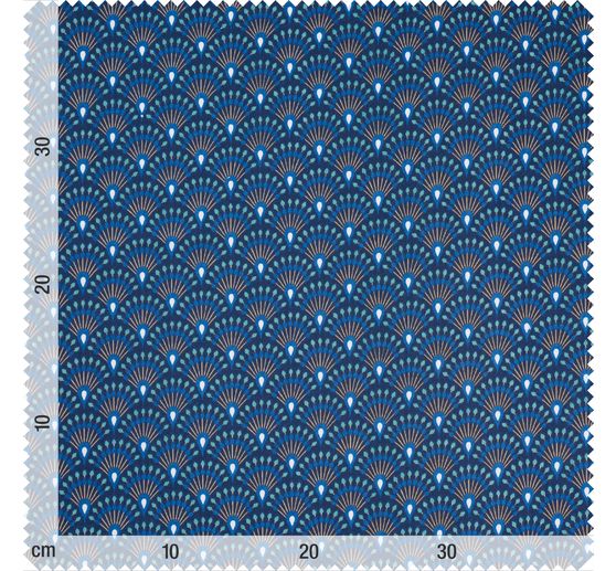 Tissu coton « Éventail Indigo » enduction acrylique