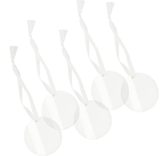Suspensions en acrylique « Rond » avec ruban, set de 5