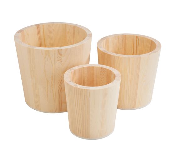 Pots à plantes en bois VBS, set de 3