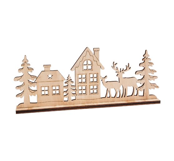 Décoration à emboîter en bois VBS « Paysage avec ses rennes et maisons »