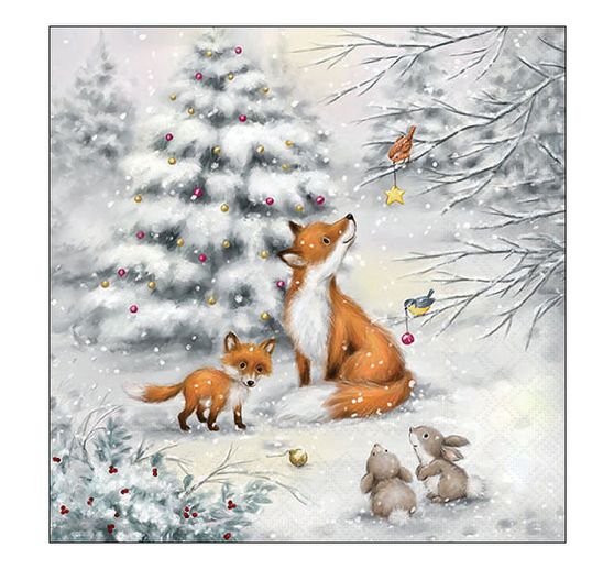 Serviette « Animaux dans la forêt hivernale »
