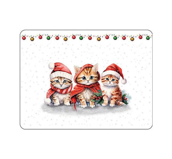 Serviette « Chatons de Noël rigolos »