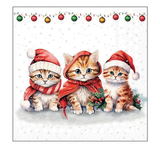 Serviette « Chatons de Noël rigolos »