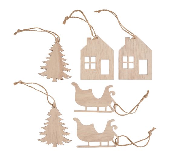 Décorations en bois à suspendre VBS « Motifs hivernaux »