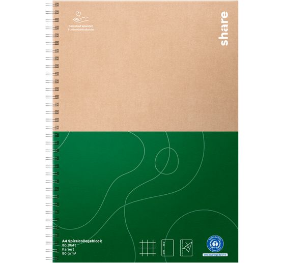 Bloc college share, A4 , petits carreaux, 80 feuilles