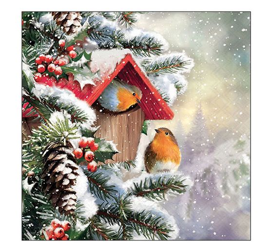 Serviette « Maison d'hiver des rouges-gorges »
