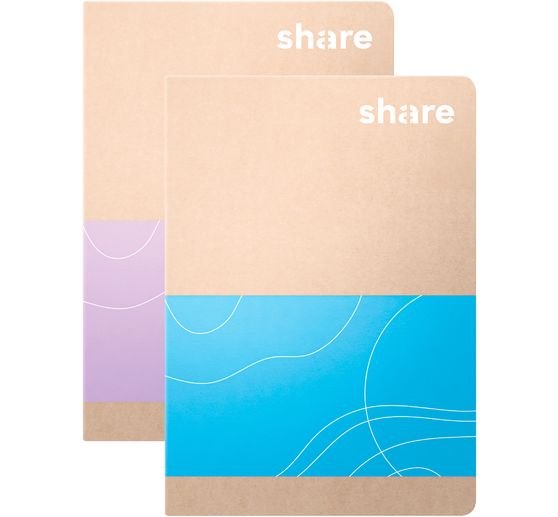 Carnet de notes share, petits carreaux, A6, bleu pastel-lavande, 40 feuilles