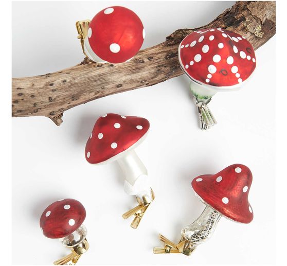 Clip amanite-tue-mouche en verre « Antique »