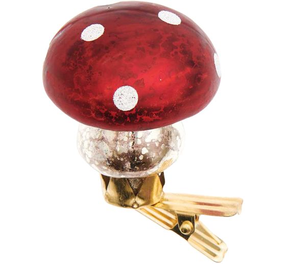 Clip amanite-tue-mouche en verre « Antique »