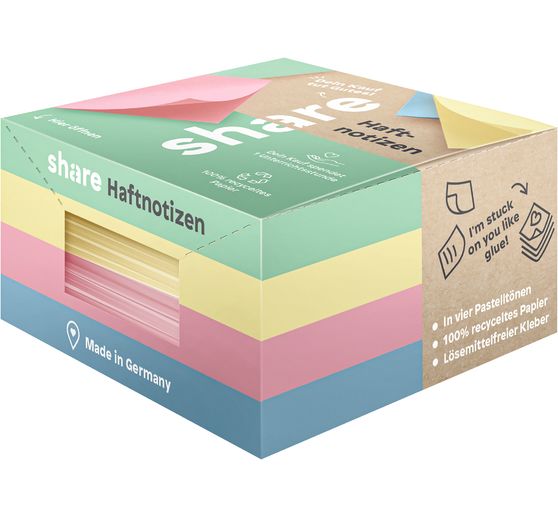 Bloc de notes adhésives share, 4 x 100 feuilles