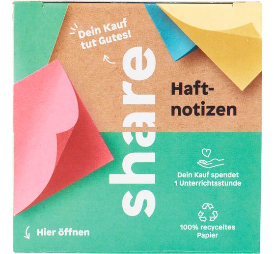 Bloc de notes adhésives share, 4 x 100 feuilles