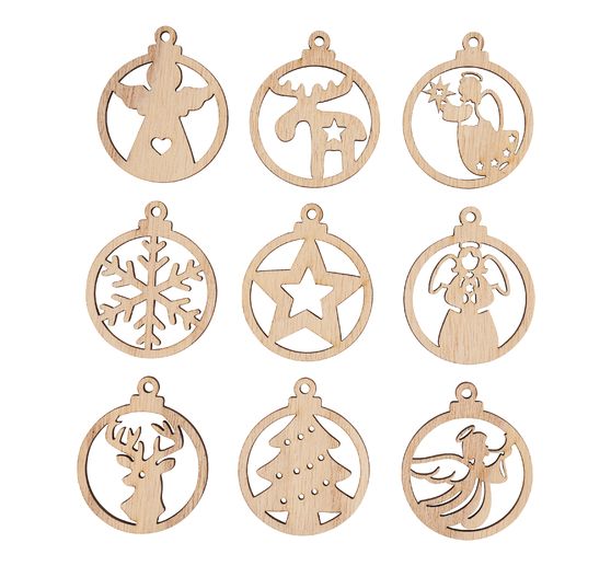 Décorations à suspendre VBS « Boules de Noël » dans un coffret en bois