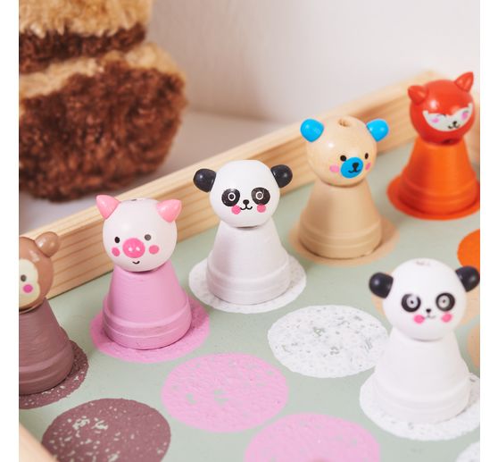 Perles en bois avec visage peint « Cute Animals »