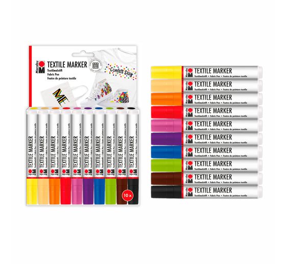 Marabu Marqueurs textiles, set de 10 pièces