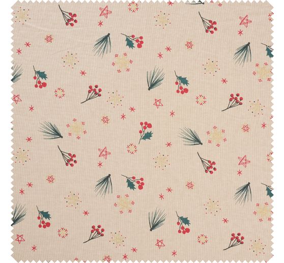 Tissu Canvas « Noël avec flocons de neige scintillants »
