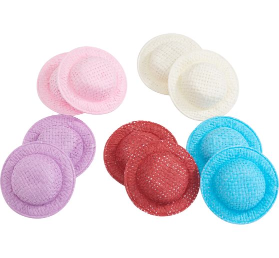 Chapeaux en paille VBS « Assortiment », Ø 5 cm, 10 pc.