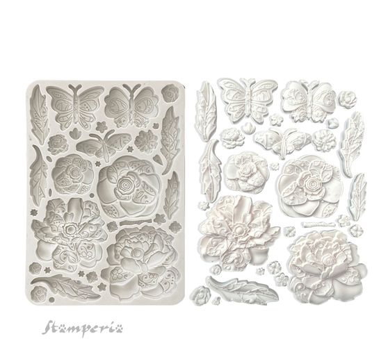 Moule en silicone « Old Lace – Butterfly & Flowers »