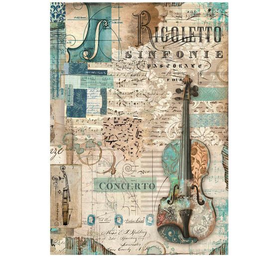 Soie de paille à motifs « Music - Violin »