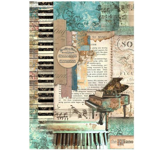 Soie de paille à motifs « Music - Piano »