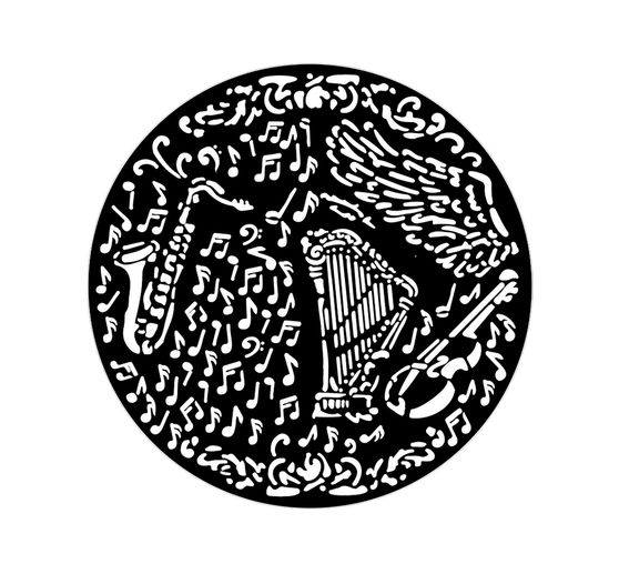 Pochoir « Music », Violin and Trumpet