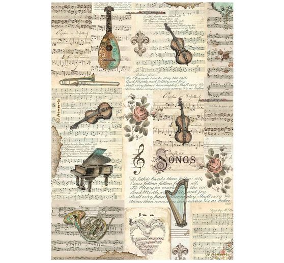Soie de paille à motifs « Music - Instruments »