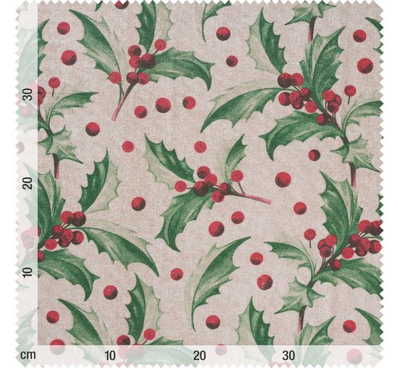Tissu imprimé aspect lin au mètre « Ilex »