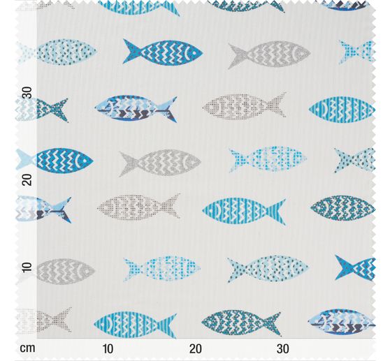 Tissu coton au mètre « Poissons », enduction acrylique