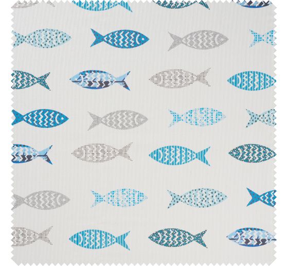 Tissu coton au mètre « Poissons », enduction acrylique