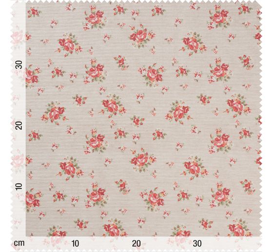 Tissu coton au mètre « Roses », enduction acrylique